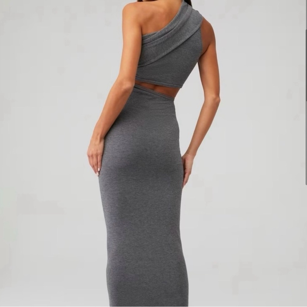 Ronny Kobo Collection Charcoal One-Shoulder Dress